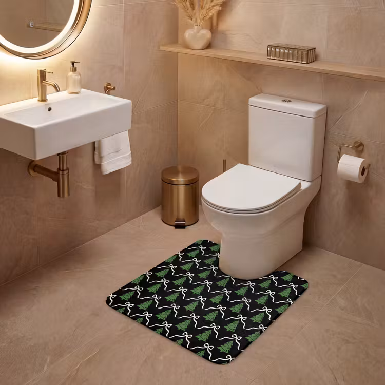 WC Mat - Kerst - Zwart - Wit - Strik — 3