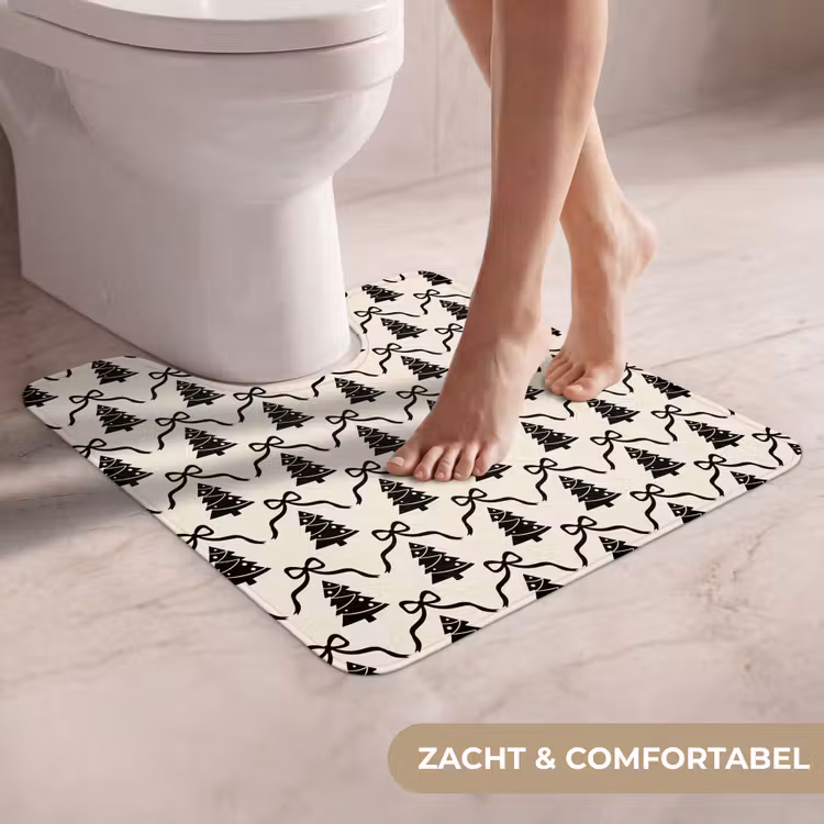 WC Mat - Strik - Zwart - Wit - Kerst — 5