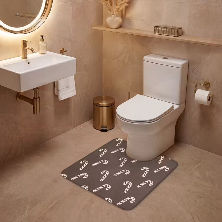 WC Mat - Kerst - Crème - Taupe - Zuurstok — 3