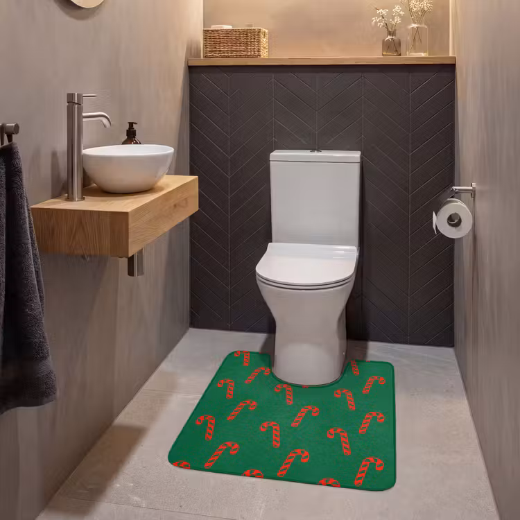 WC Mat - Kerst - Groen - Rood - Zuurstok — 2