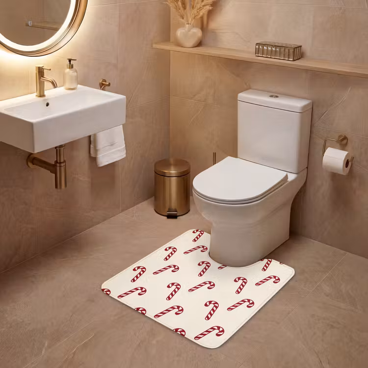 WC Mat - Kerst - Rood - Crème - Zuurstok — 3