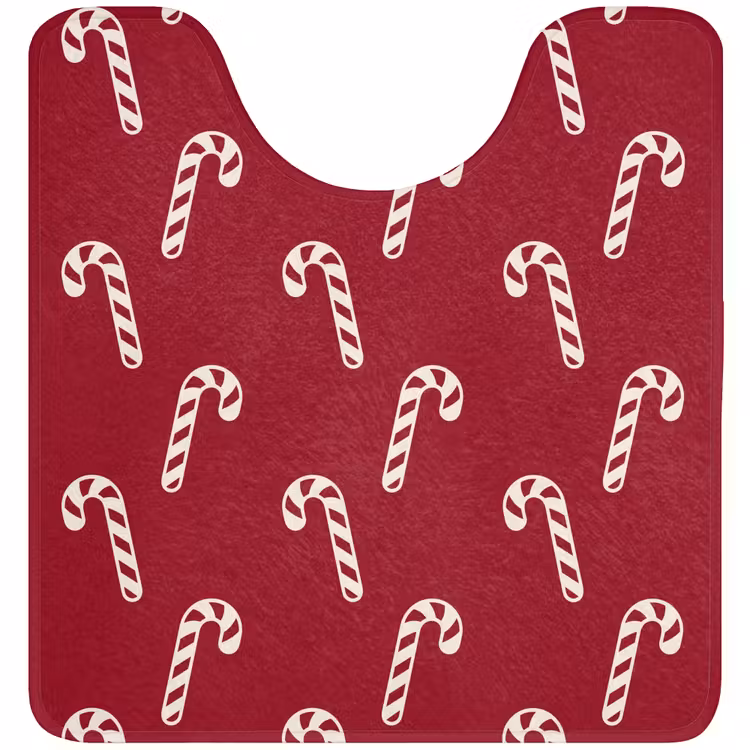 WC Mat - Kerst - Rood - Wit - Zuurstok — 1