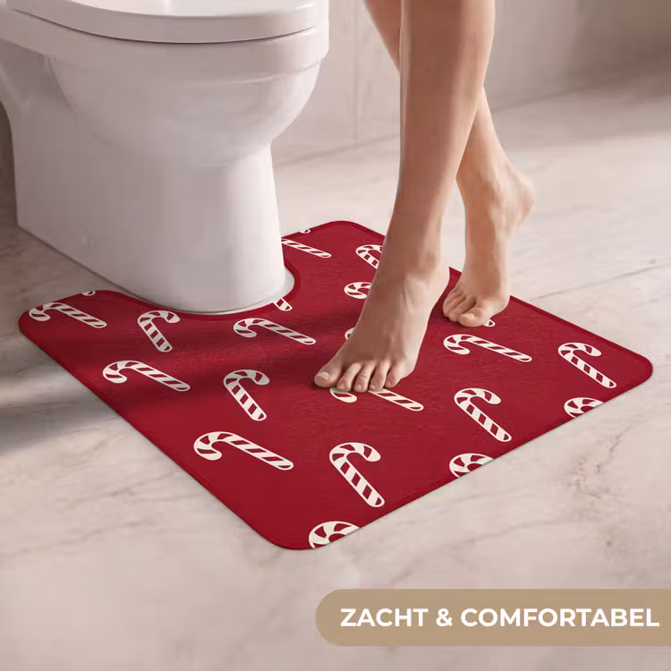 WC Mat - Kerst - Rood - Wit - Zuurstok — 5
