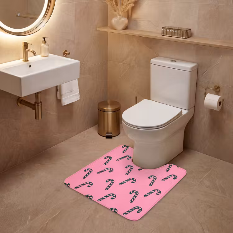 WC Mat - Kerst - Roze - Groen - Zuurstok — 3