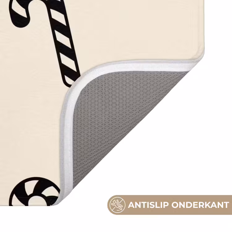 WC Mat - Kerst - Zwart - Crème - Zuurstok — 4