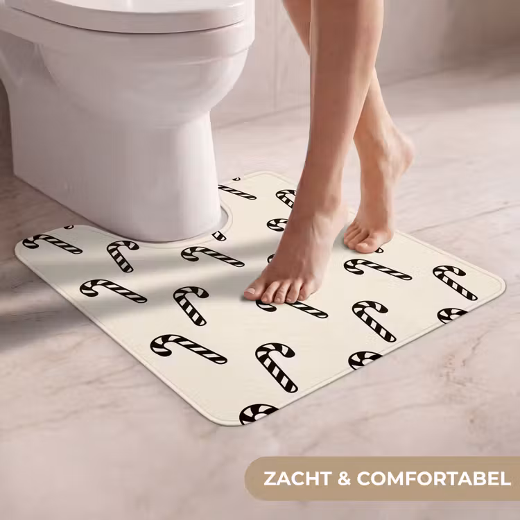 WC Mat - Kerst - Zwart - Crème - Zuurstok — 5