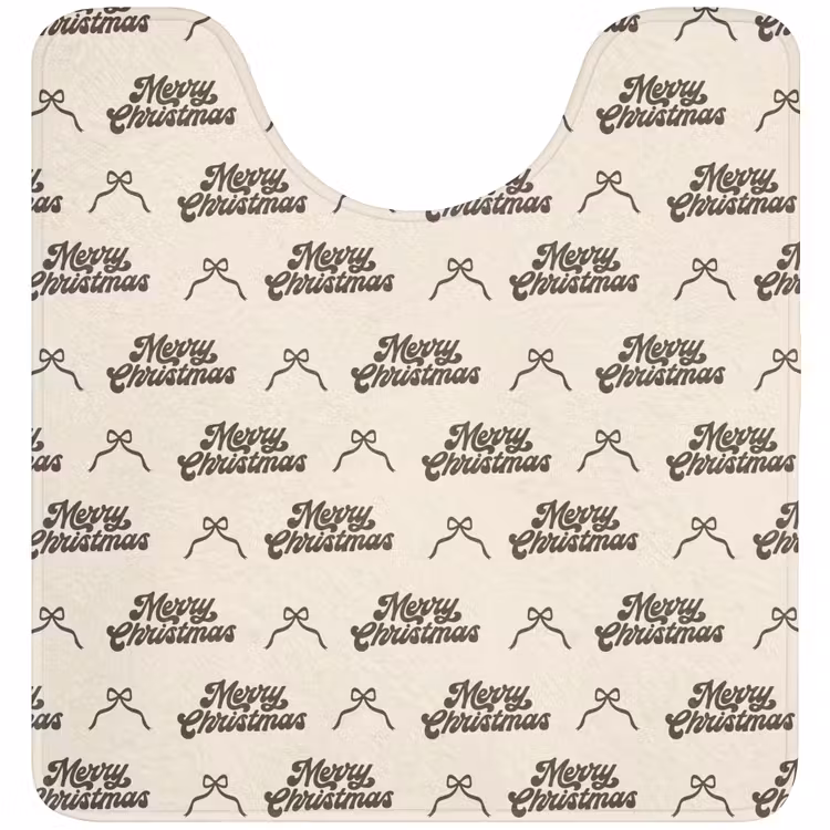 WC Mat - Tekst - Bruin - Crème - Strik — 1