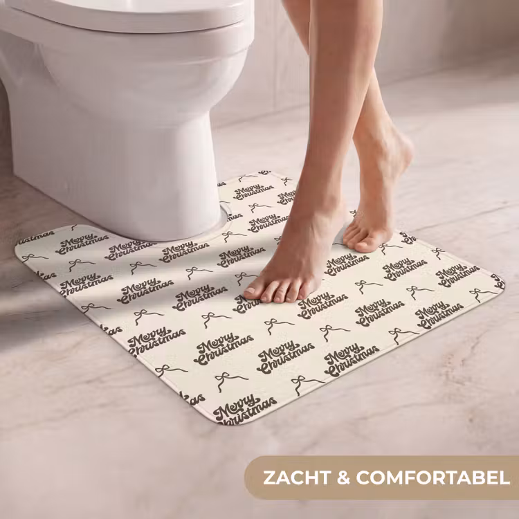 WC Mat - Tekst - Bruin - Crème - Strik — 5