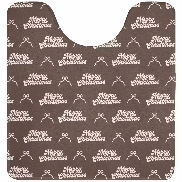 WC Mat - Tekst - Crème - Bruin - Strik — 1