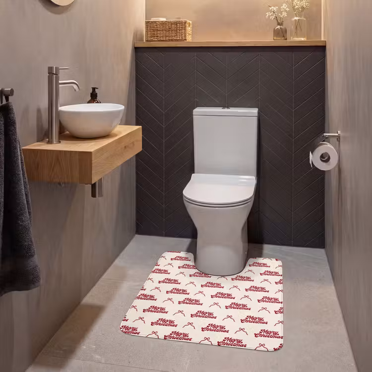 WC Mat - Tekst - Rood - Crème - Strik — 2