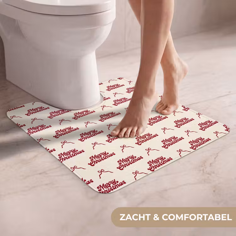 WC Mat - Tekst - Rood - Crème - Strik — 5