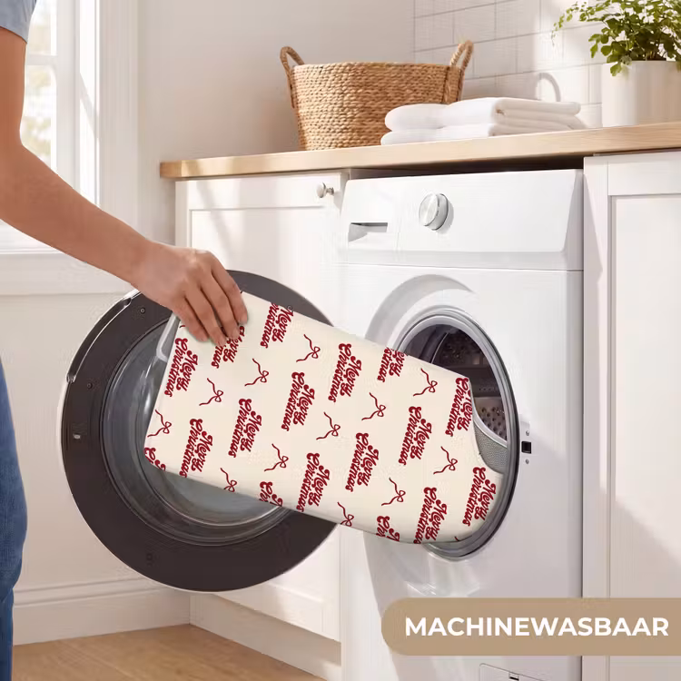 WC Mat - Tekst - Rood - Crème - Strik — 6