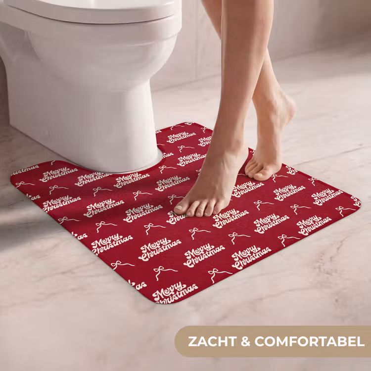 WC Mat - Tekst - Rood - Wit - Strik — 5