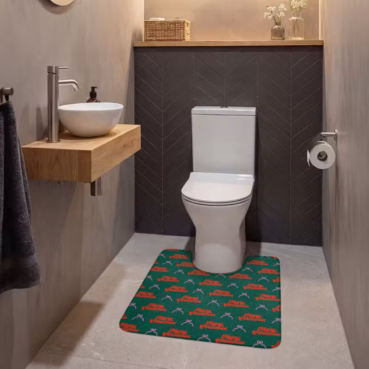 WC Mat - Tekst - Roze - Rood - Groen - Strik — 2