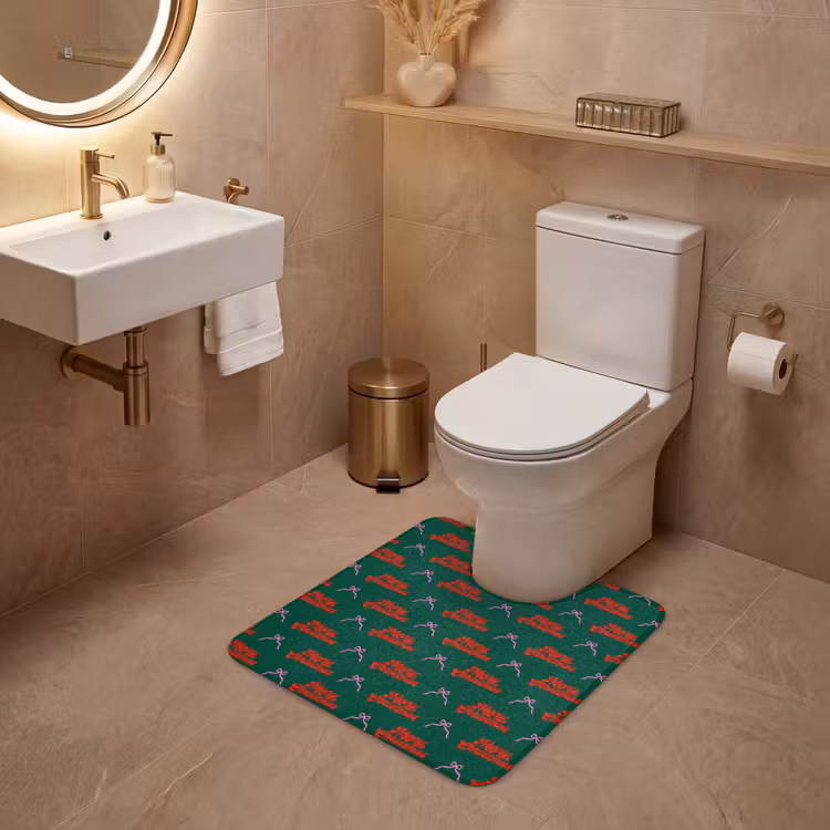 WC Mat - Tekst - Roze - Rood - Groen - Strik — 3