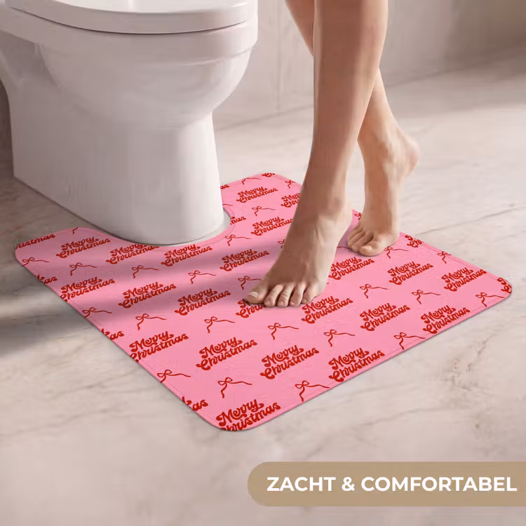 WC Mat - Tekst - Strik - Rood - Roze — 5