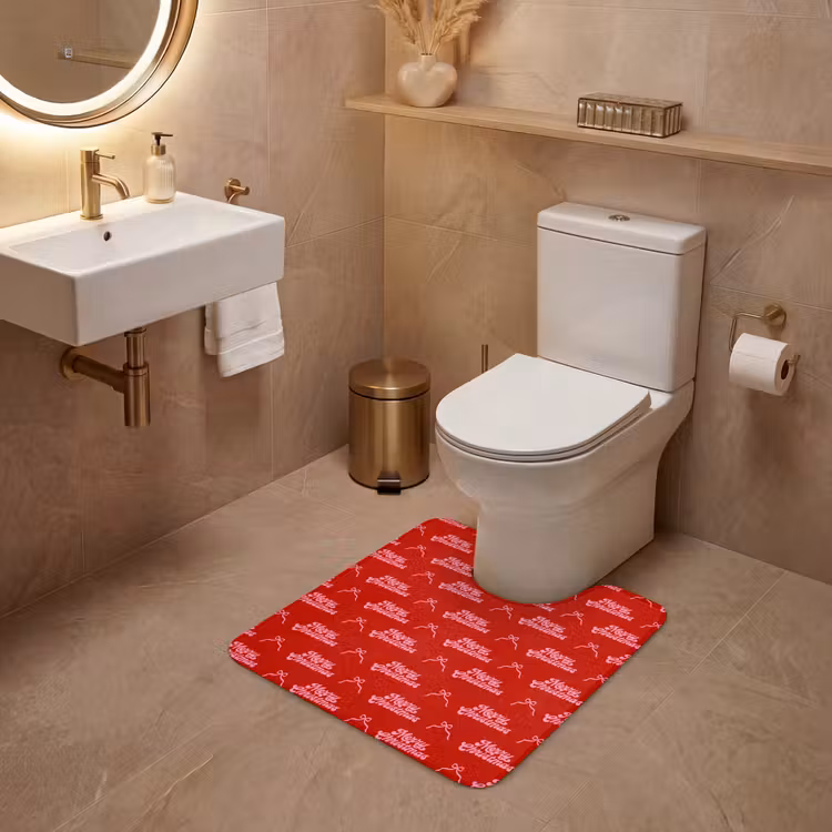 WC Mat - Tekst - Strik - Roze - Rood — 3