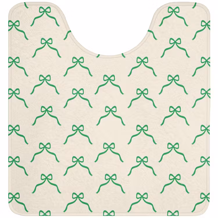 WC Mat - Strik - Crème - Groen - Kerst — 1