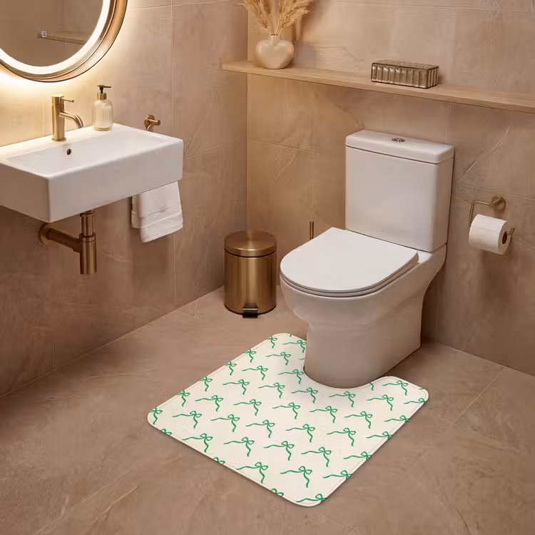 WC Mat - Strik - Crème - Groen - Kerst — 3