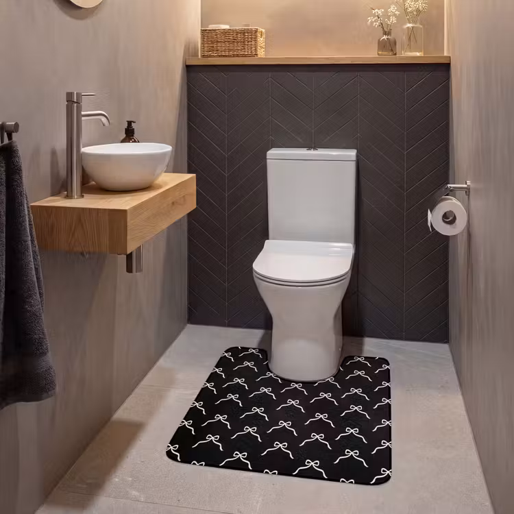 WC Mat - Strik - Kerst - Zwart - Wit — 2