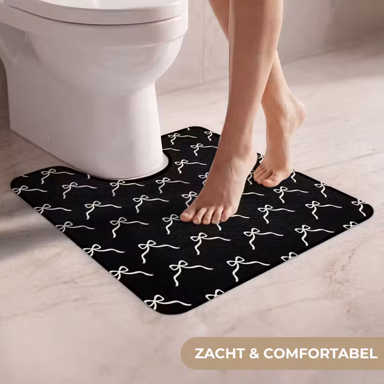 WC Mat - Strik - Kerst - Zwart - Wit — 5