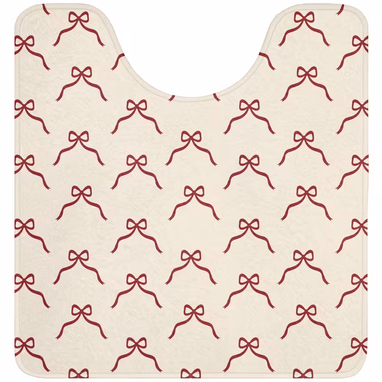 WC Mat - Strik - Rood - Crème - Kerst — 1