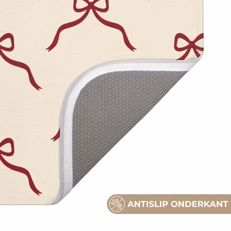 WC Mat - Strik - Rood - Crème - Kerst — 4