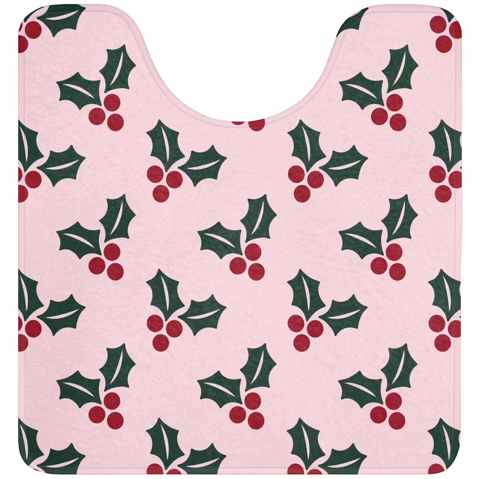 WC Mat - Kerst - Hulst - Groen - Roze — 1