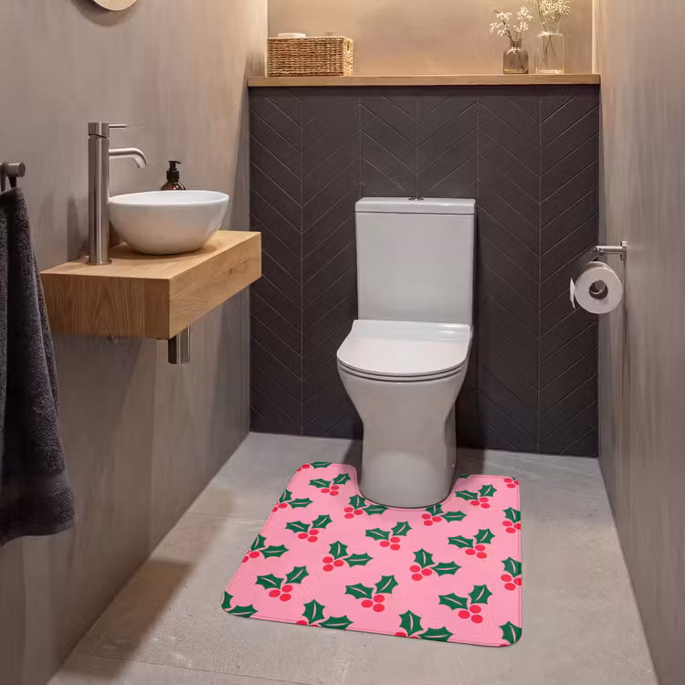 WC Mat - Hulst - Kerst - Roze — 2