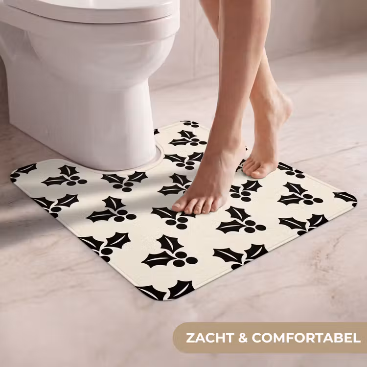 WC Mat - Hulst - Wit - Zwart - Kerst — 5