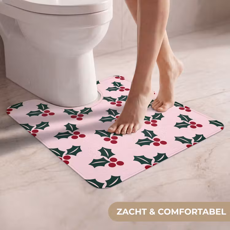 WC Mat - Kerst - Hulst - Groen - Roze — 5