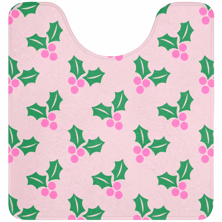 WC Mat - Kerst - Hulst - Roze — 1