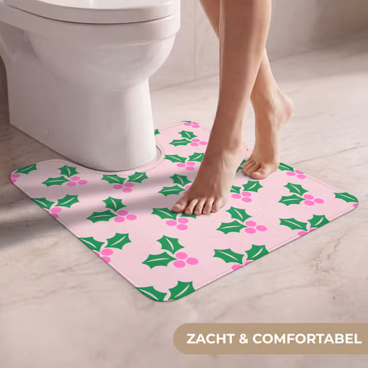WC Mat - Kerst - Hulst - Roze — 5