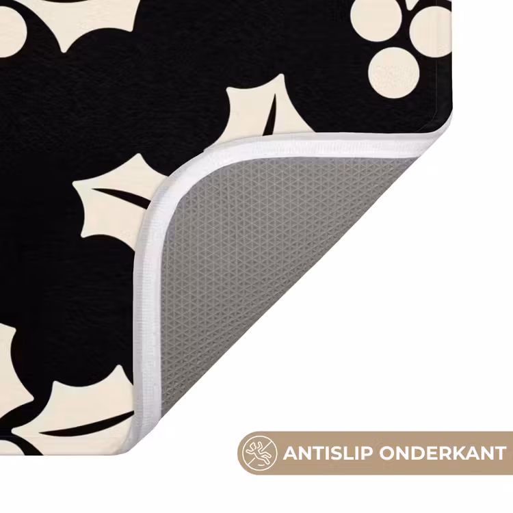 WC Mat - Kerst - Zwart - Wit - Hulst — 4