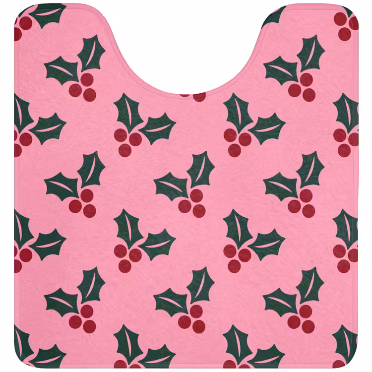 WC Mat - Roze - Kerst - Hulst — 1