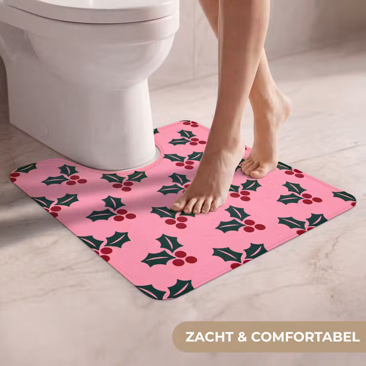 WC Mat - Roze - Kerst - Hulst — 5