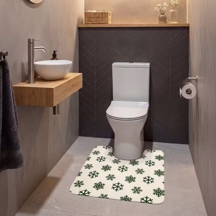 WC Mat - Sneeuwvlok - Crème - Groen - Kerst — 2