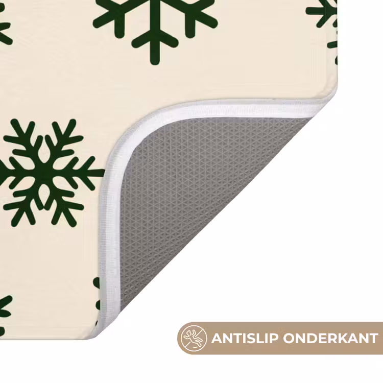 WC Mat - Sneeuwvlok - Crème - Groen - Kerst — 4