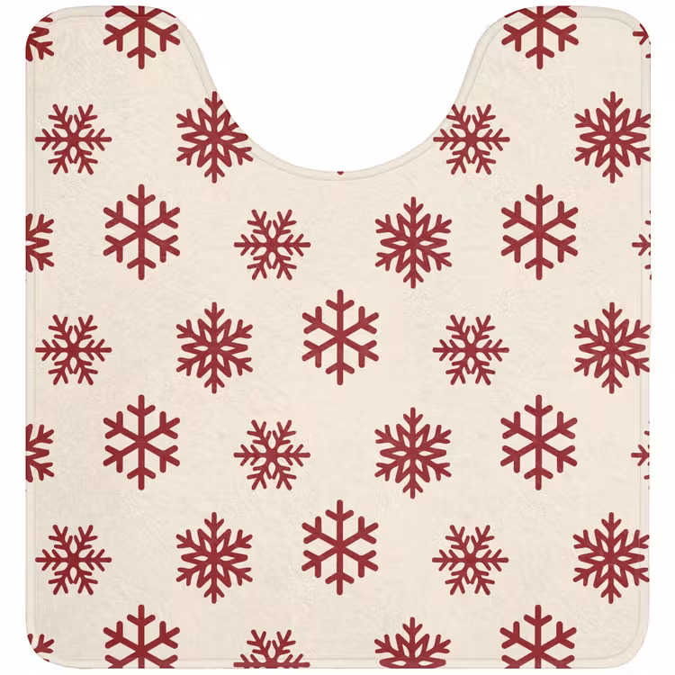 WC Mat - Sneeuwvlok - Crème - Rood — 1