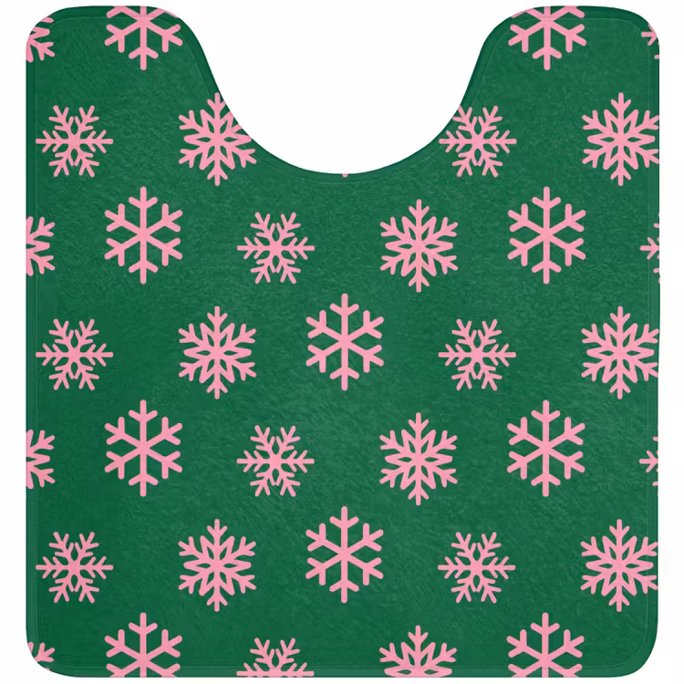 WC Mat - Sneeuwvlok - Groen - Roze - Kerst — 1