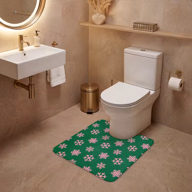 WC Mat - Sneeuwvlok - Groen - Roze - Kerst — 3