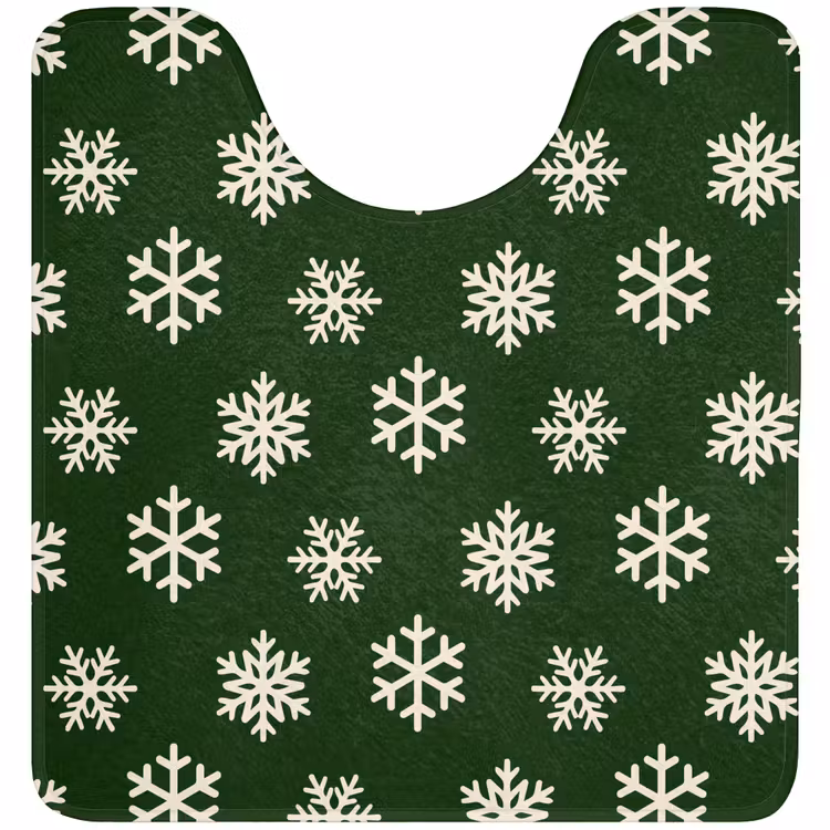 WC Mat - Sneeuwvlok - Groen - Wit - Kerst — 1