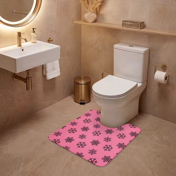 WC Mat - Sneeuwvlok - Paars - Roze - Kerst — 3