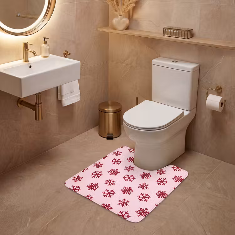 WC Mat - Sneeuwvlok - Roze - Rood - Kerst — 3