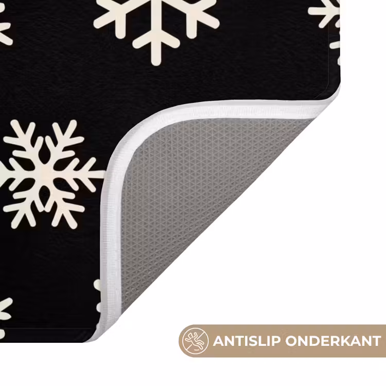 WC Mat - Sneeuwvlok - Zwart - Wit - Kerst — 4