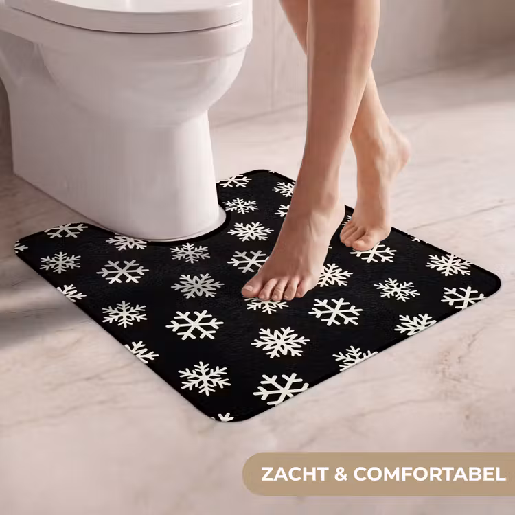 WC Mat - Sneeuwvlok - Zwart - Wit - Kerst — 5
