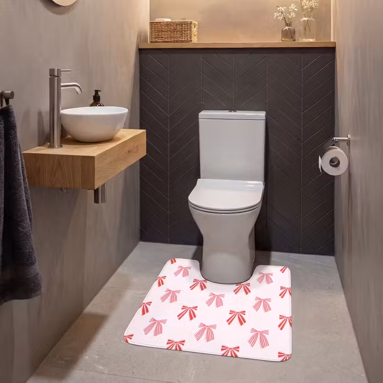 WC Mat - Strikken - Kerst - Roze - Rood — 2