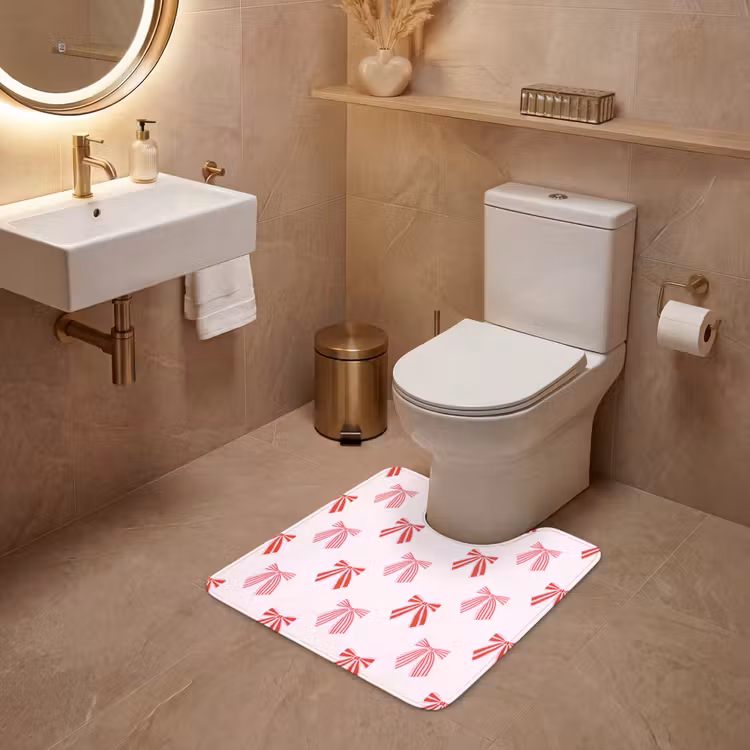 WC Mat - Strikken - Kerst - Roze - Rood — 3