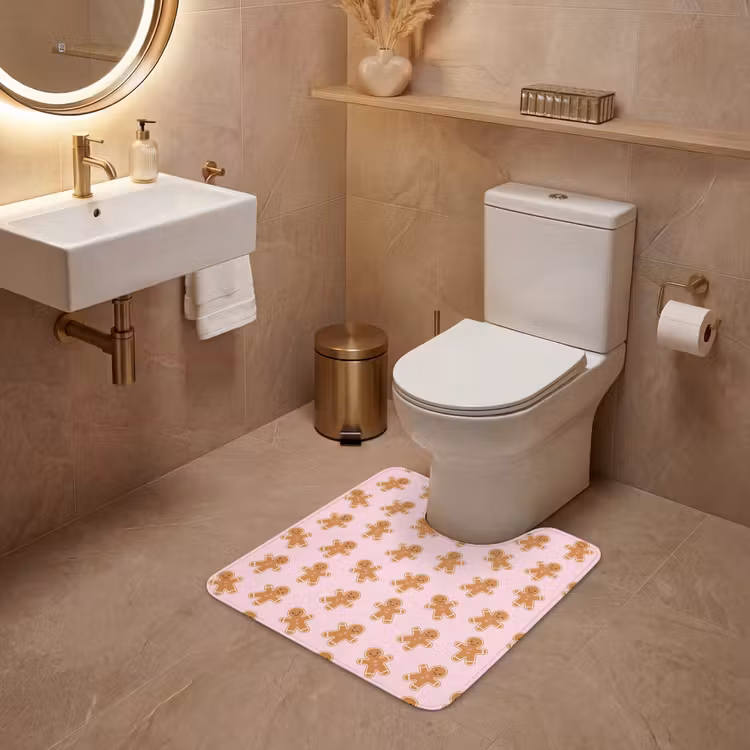 WC Mat - Peperkoek - Bruin - Roze - Kerst — 3