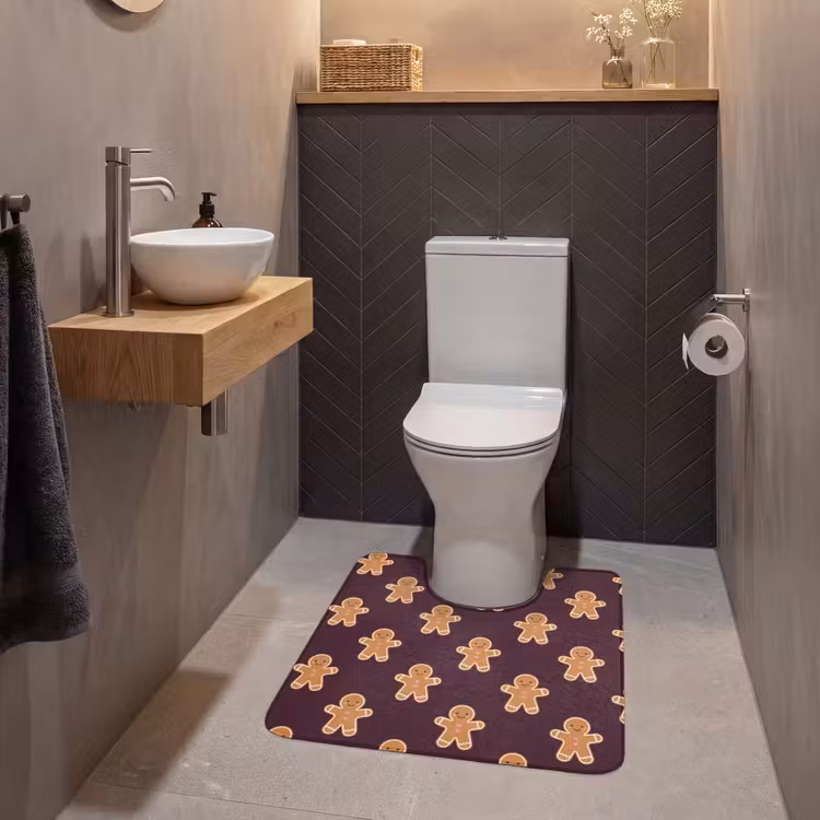 WC Mat - Peperkoek - Kerst - Burgundy — 2